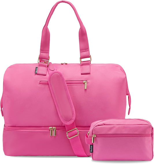 Weekender Bags for Women, Large Travel Duffel Bag with Shoes Compartment, Carry On Overnight Tote Bags with Toiletry Bag