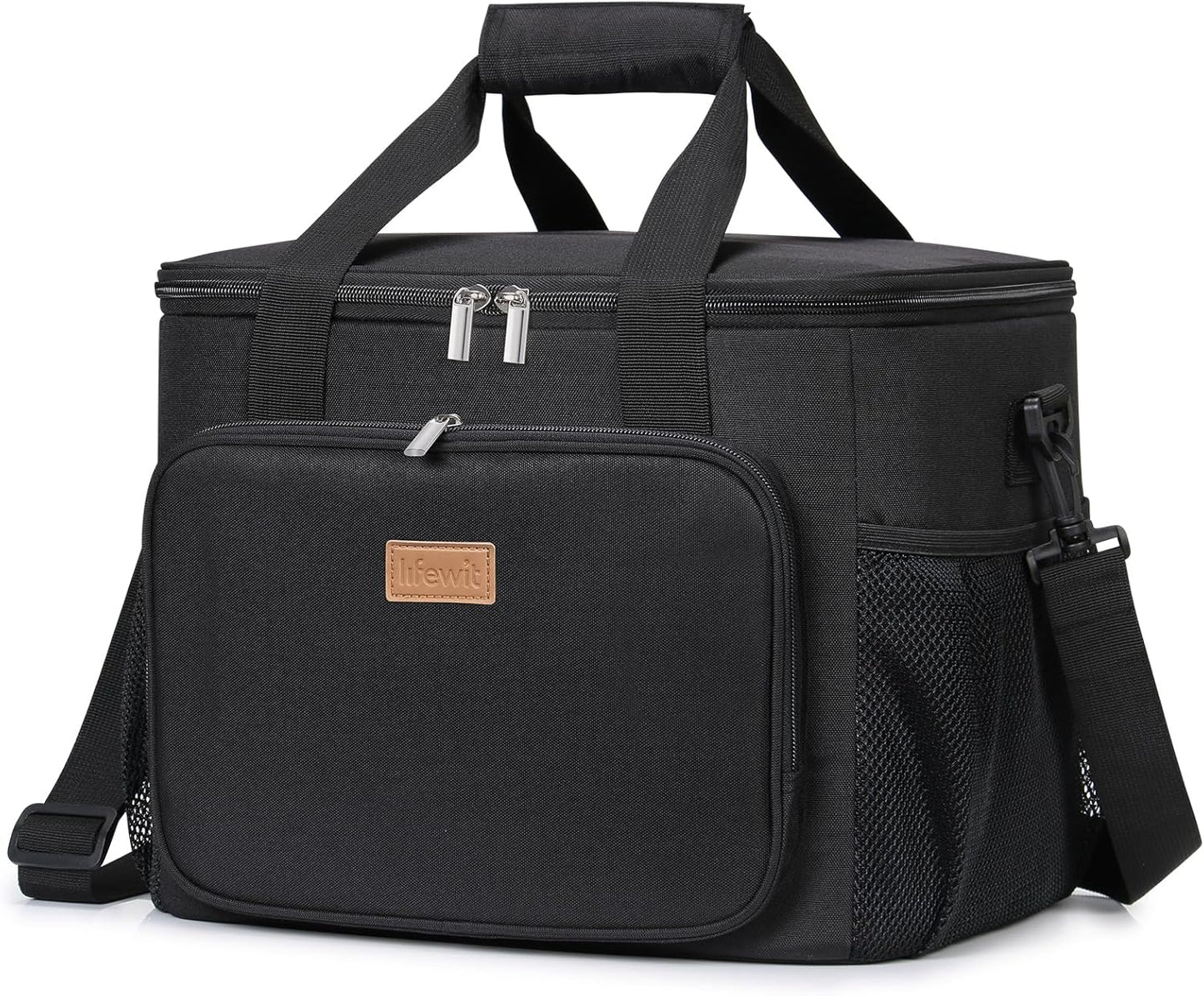 Lifewit Large Lunch Bag Insulated Lunch Box Soft Cooler Cooling Tote for Adult Men Women, Black 40-Can (24L)