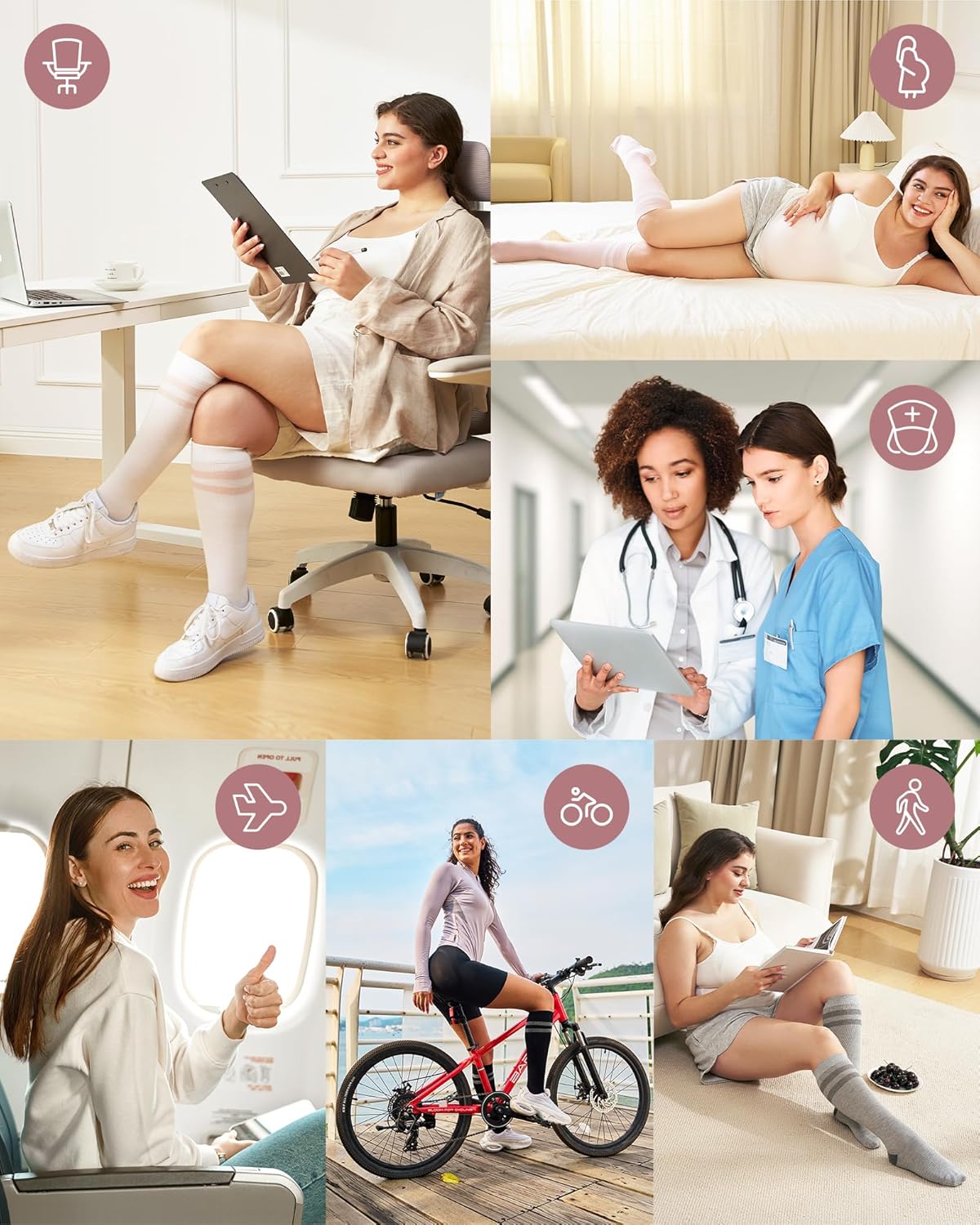 Momcozy Compression Socks for Women Wide Calf, 15-20mmHg Knee High Support Socks for Pregnancy, Nurses, Travel, Flying