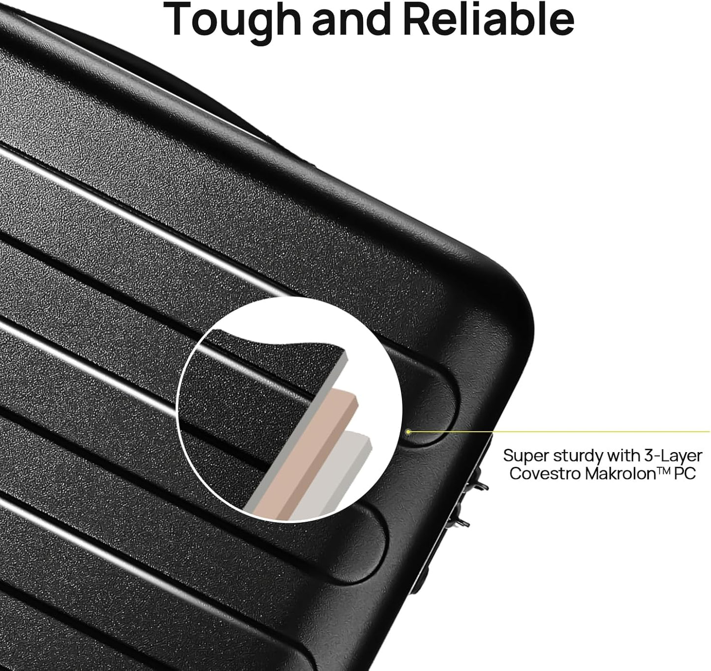 NINETYGO Carry On Luggage 22x14x9 Airline Approved, 20 Inch Luggage with Smooth Spinner Wheels, Lightweight, Hard Shell PC Suitcase Carry-On, Travel Luggage, TSA Approved (Black, Rhine Basic)