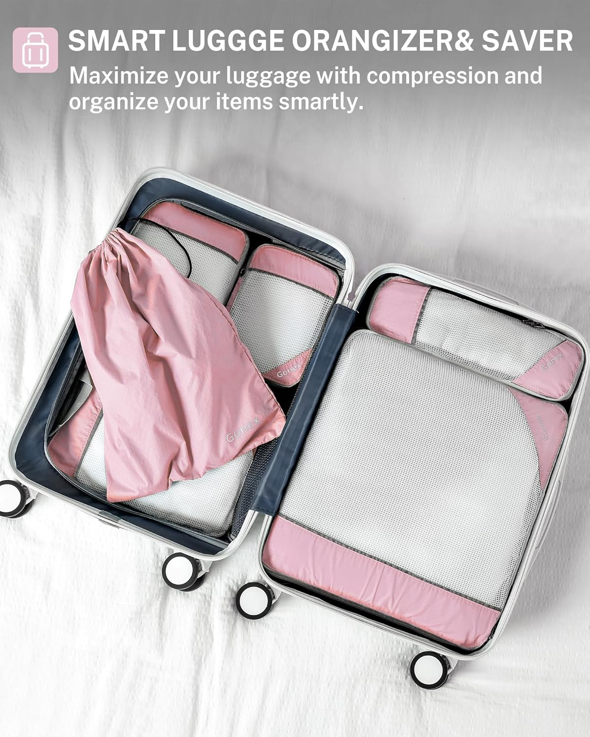 Compression Packing Cubes, Gonex Extensible Storage Mesh Bags Organizers