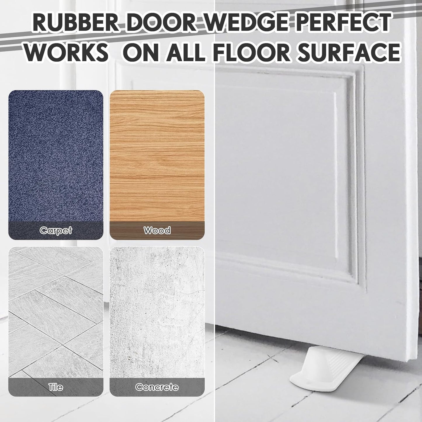 Frienda 2 Pcs Jumbo Door Stoppers Heavy Duty Door Stopper Tall up to 2inch Tall Wedge TPR Large Wedge Stackable Big Rubber Doorstop for Hotel Carpet Hardwood Concrete and Tile (White)