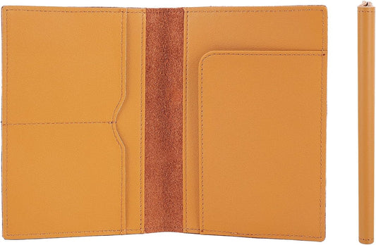 STAR VISTA Albatross Leather Travel Passport Holder, Minimalist Design, Calfskin Leather Case for Women and Men - Slim Passport Wallet, Bifold, RFID Blocking, Honey