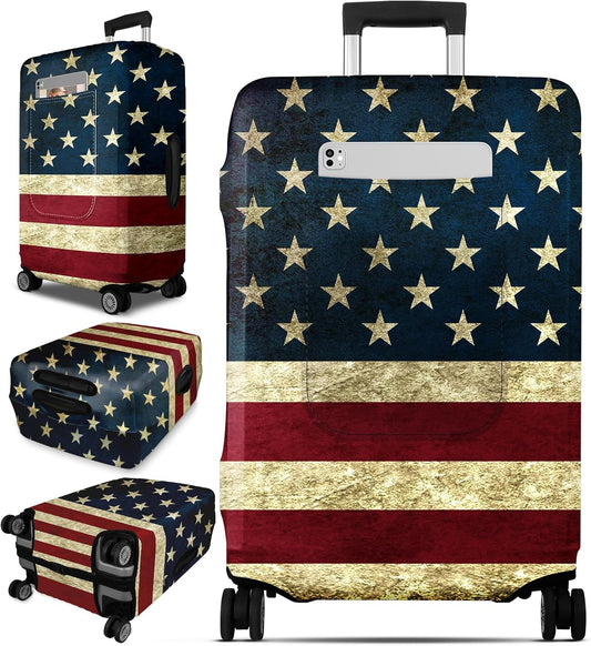 Slohif Luggage Cover for Suitcase Tsa Approved Protector - Luggage Sleeve Large Suit Case Cover Travel Stretch Baggage Case Protective Washable Fit 21-23 Inch Flag S