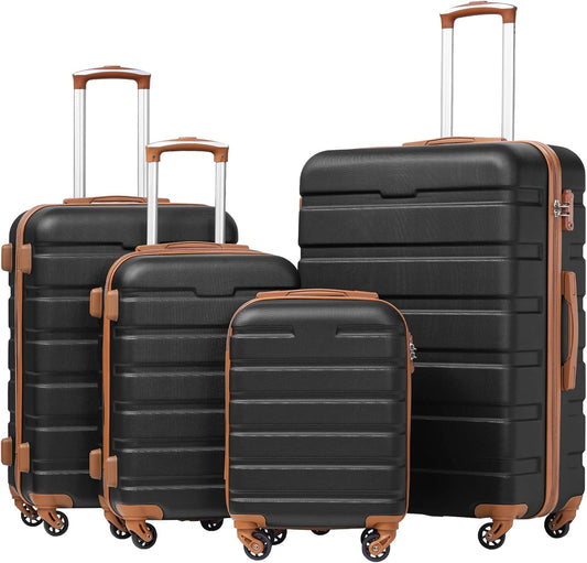 Coolife Luggage 4 Piece Set Suitcase Spinner Hardshell Lightweight TSA Lock