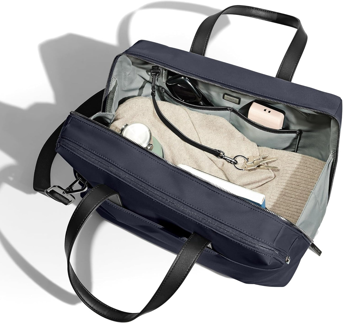 Away Everywhere Bag, Padded Laptop Sleeve, Water Resistant For Every Day Use, Removable Shoulder Strap, Daily Work Bag, Travel Essential Approved Personal Item, Navy Blue