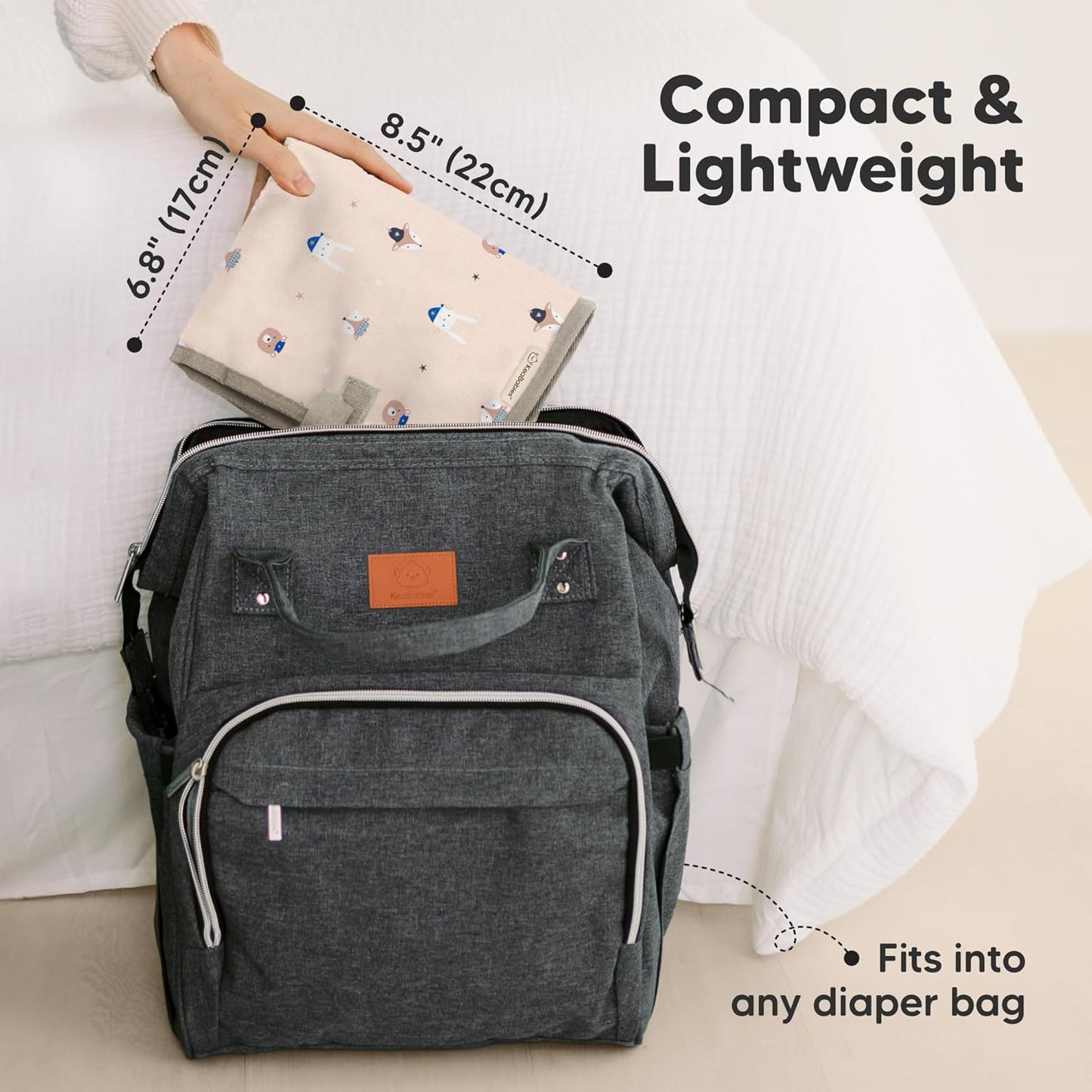 KeaBabies Portable Diaper Changing Pad, Easy Wipe Clean - Foldable Waterproof Baby Changing Mat for Diaper Bag, Compact, Lightweight, 25x13 Baby Changer Travel Essential, Machine Washable(Wild Patrol)