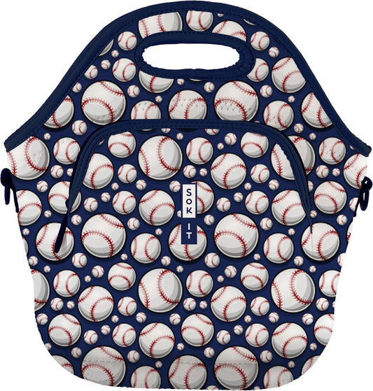Sok It LunchTote Zippered Bag Insulated Neoprene Caddy (Baseball, X-Large 6.5 Quart Lunch Tote)