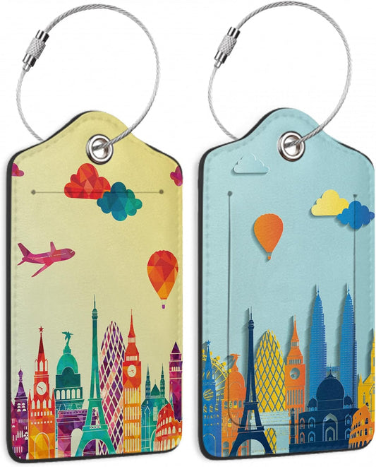 Travel Luggage Tags, 2 Pack Travel Cruise Tags for Suitcases, Cute Identifiers with Privacy Flap, Baggage Tags for Women Men Handbag