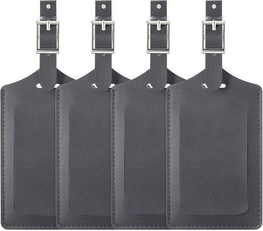 Travelambo Luggage Tags for Suitcases PU Leather Travel Tags Bag Tags Privacy Protection Travel Essentials