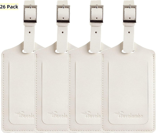 Travelambo Luggage Tags for Suitcases PU Leather Travel Tags Bag Tags Privacy Protection Travel Essentials