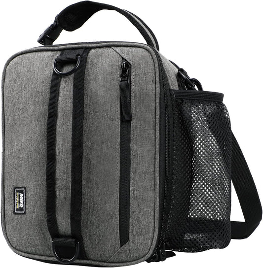 MIER Expandable Lunch Bag Insulated Lunch Box for Men to Work Travel Portable Lunchbox Bags with Shoulder Strap and Water Bottle Holder, Grey