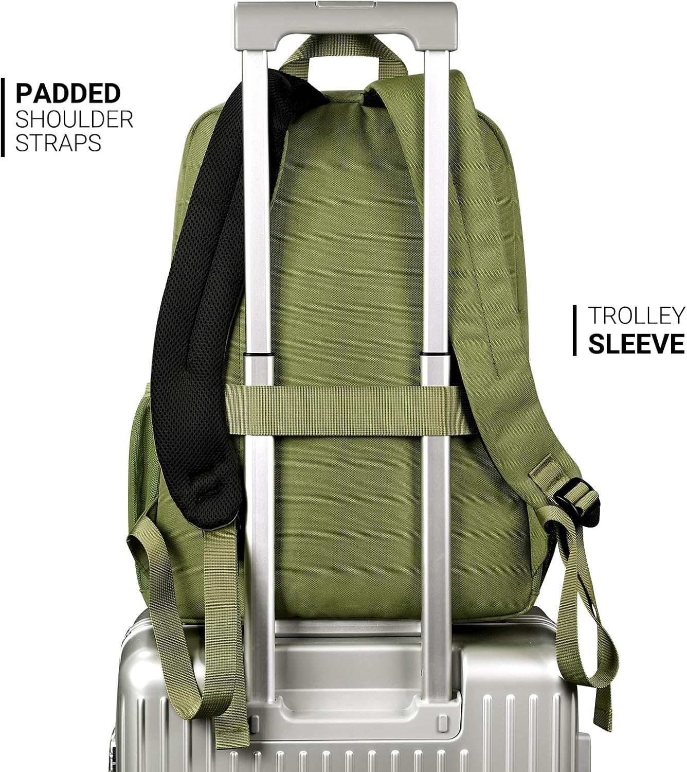 ZORFIN 26L Backpack for College, and Travel: Water Resistant Bookbag - Army Green