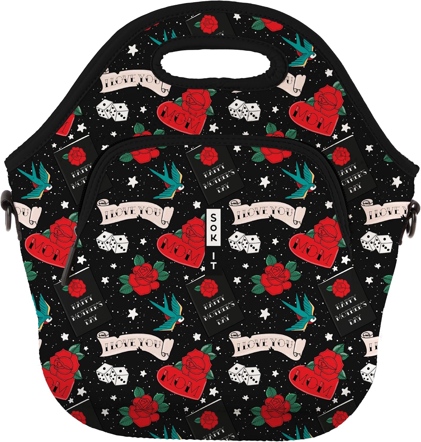 Sok It LunchTote Zippered Bag Insulated Neoprene Caddy (Heart & Soul, X-Large 6.5 Quart Lunch Tote)