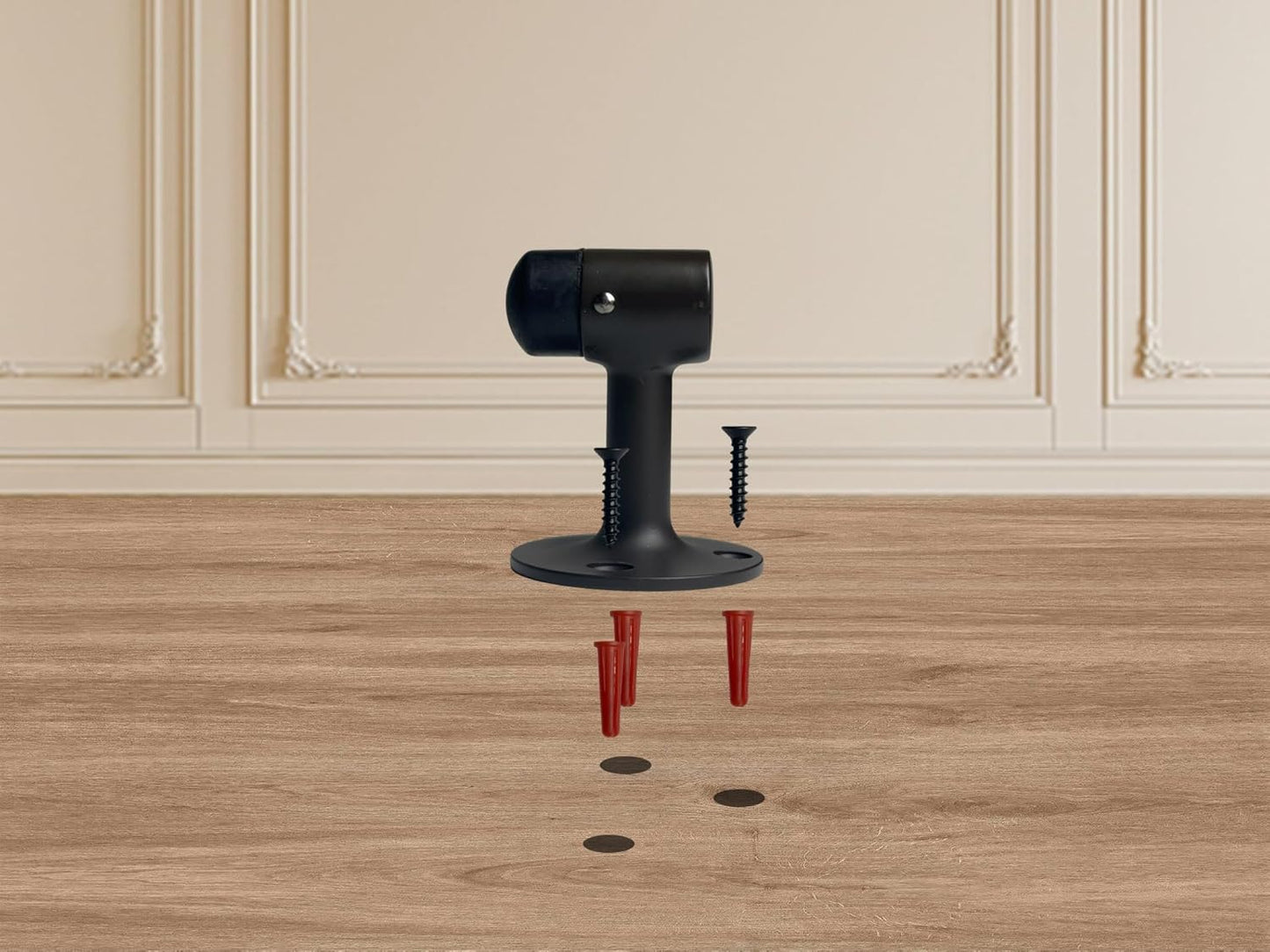 QCAA Solid Brass Door Stop, 3", Matte Black, 1 Pack