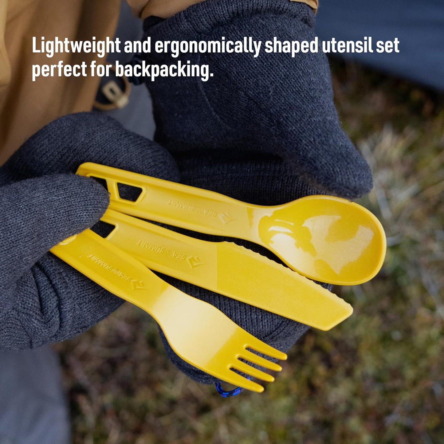 Sea to Summit Passage Camp Cutlery Set, Fork, Spoon and Knife, Aqua Sea Blue