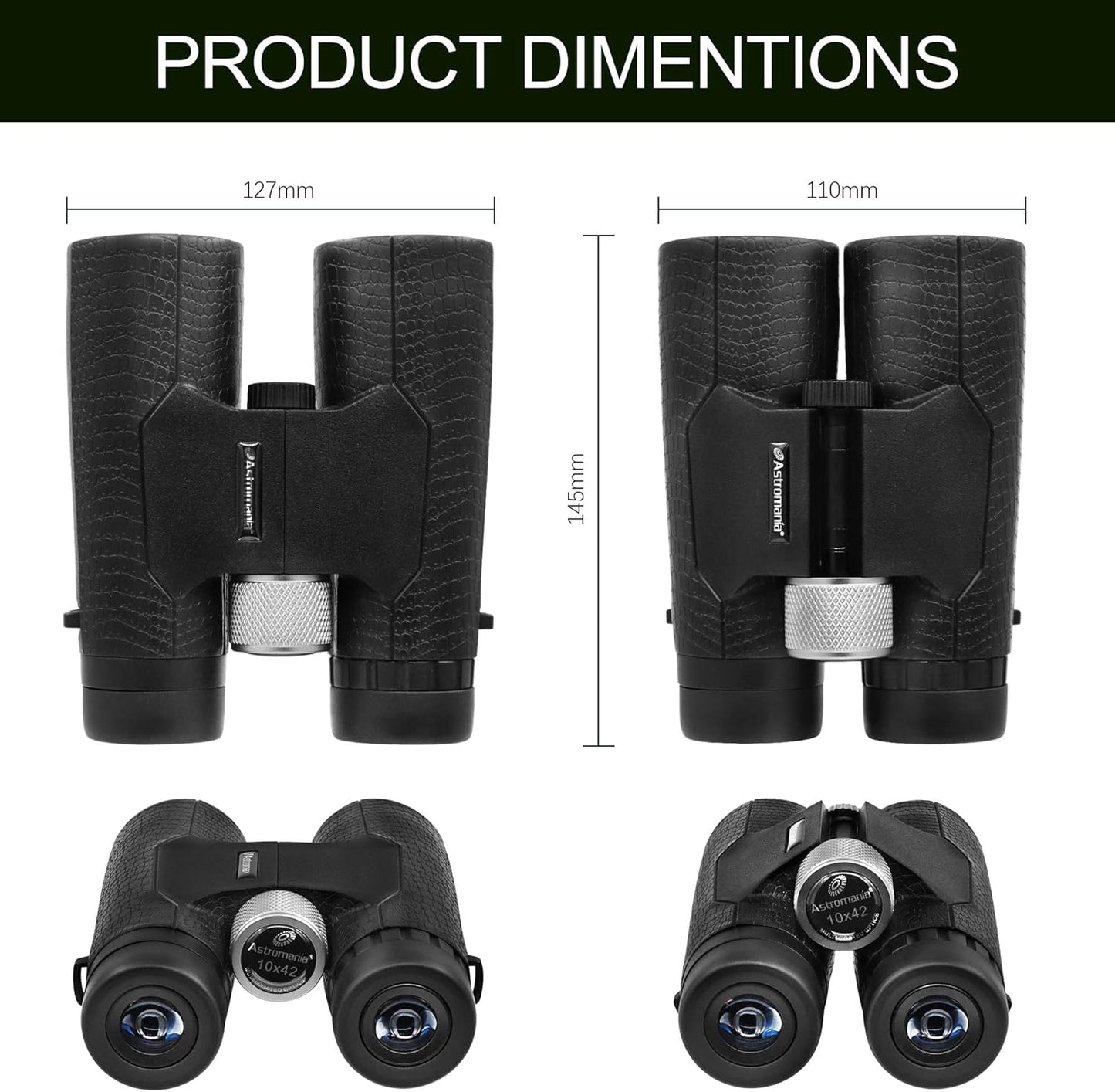 Astromania 10x42 Compact Binoculars -BK7 Prism -Gifts for Traveling, Wildlife, Concerts and Theater, Bird Watching, Camping and Sport Games