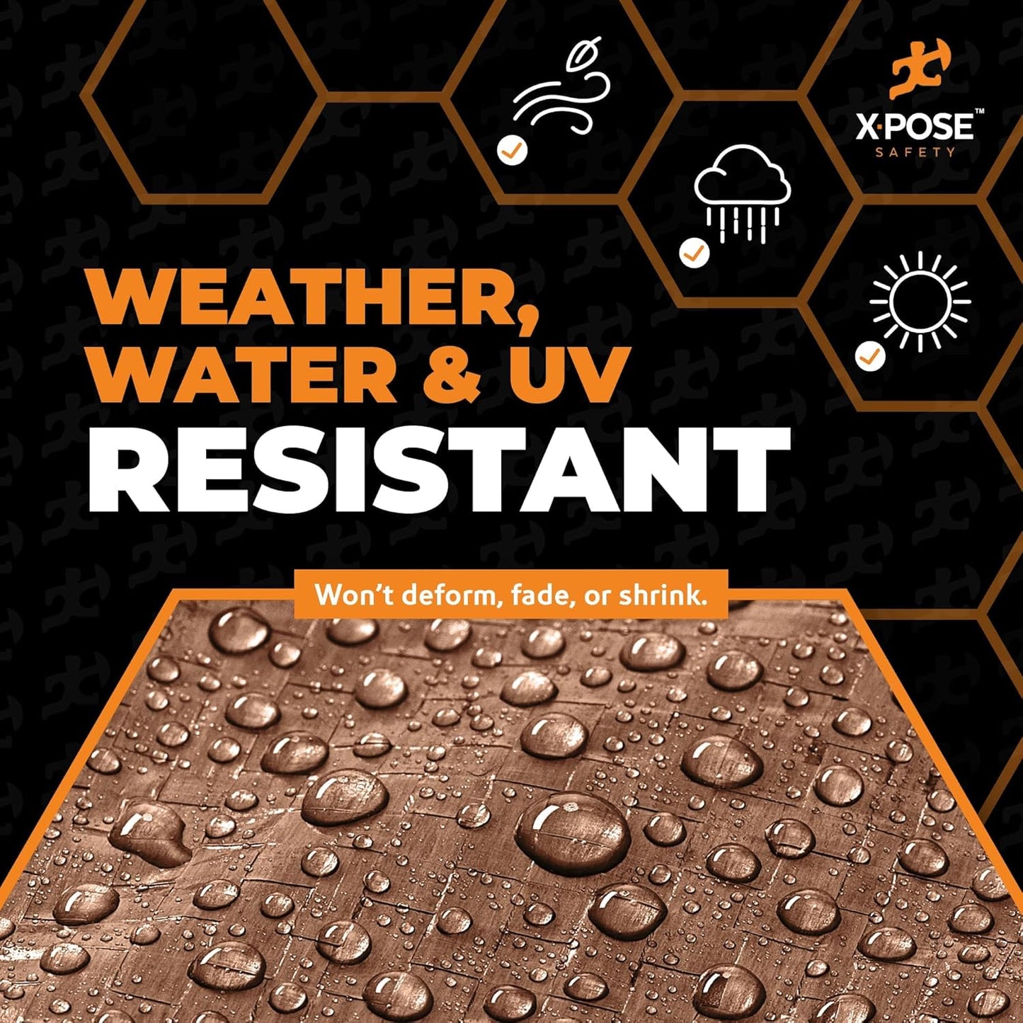 Multipurpose Protective Cover Brown Poly Tarp 10' x 16' - Durable, Water Resistant, Weather Resistant - 5 Mil Thick Polyethylene - by Xpose Safety