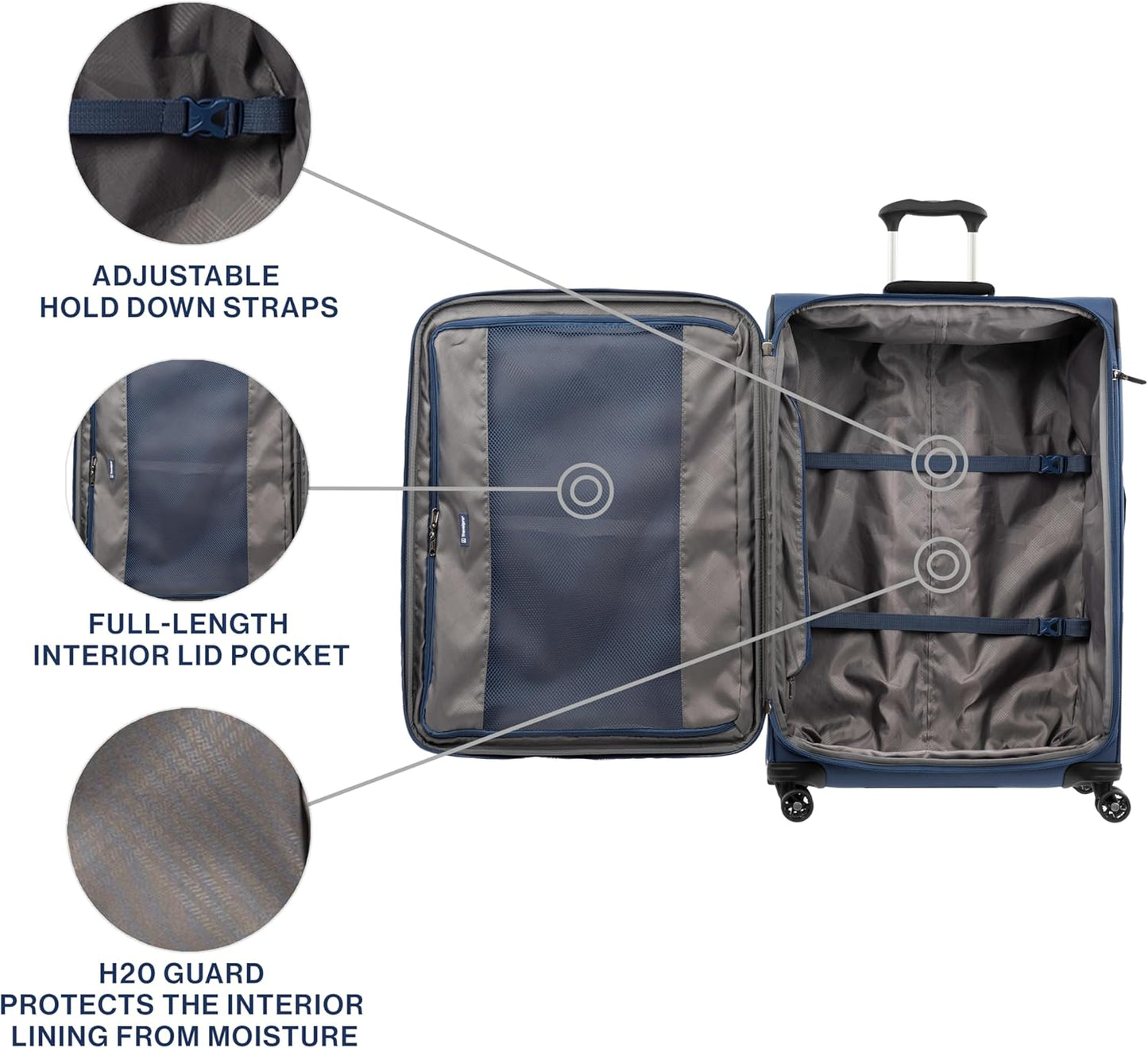 Travelpro Tourlite Softside 29" Expandable Luggage with 4 Spinner Wheels, Lightweight Suitcase, Checked Large, Blue