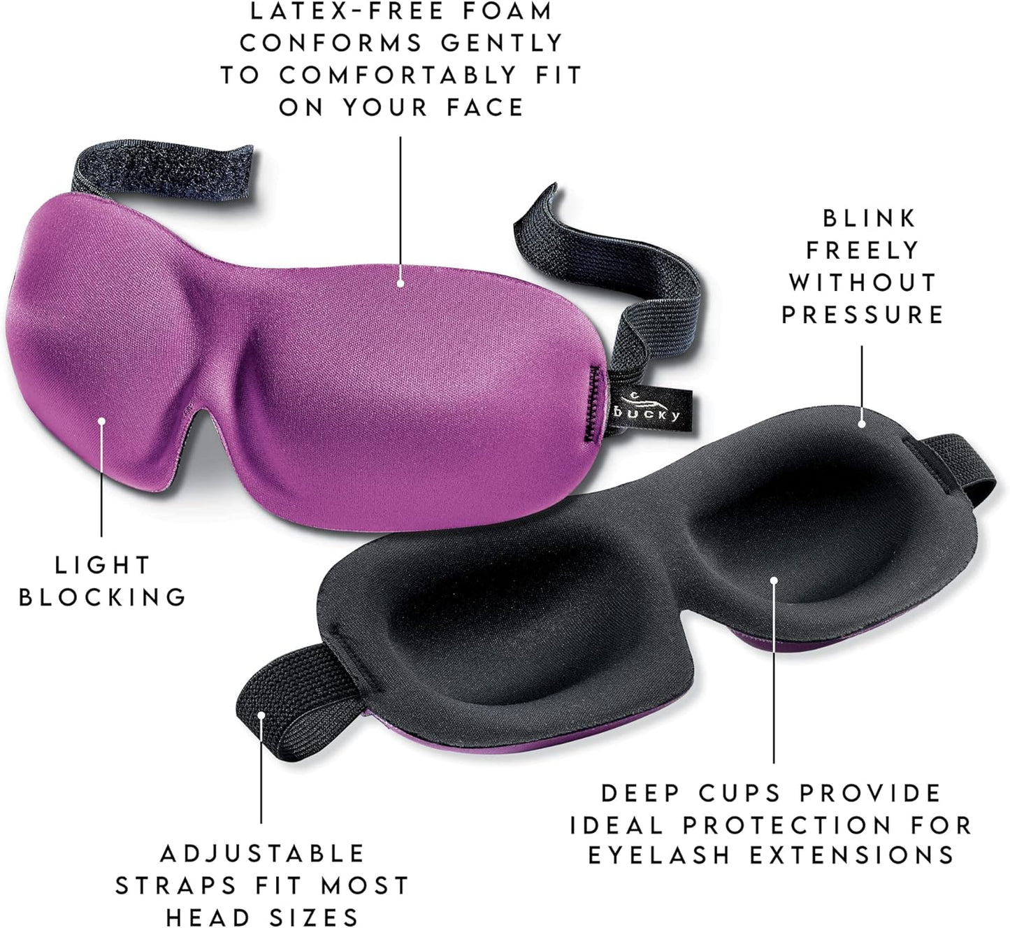 Bucky 40 Blinks No Pressure Printed Eye Mask for Travel & Sleep, Pink Arabella, One Size