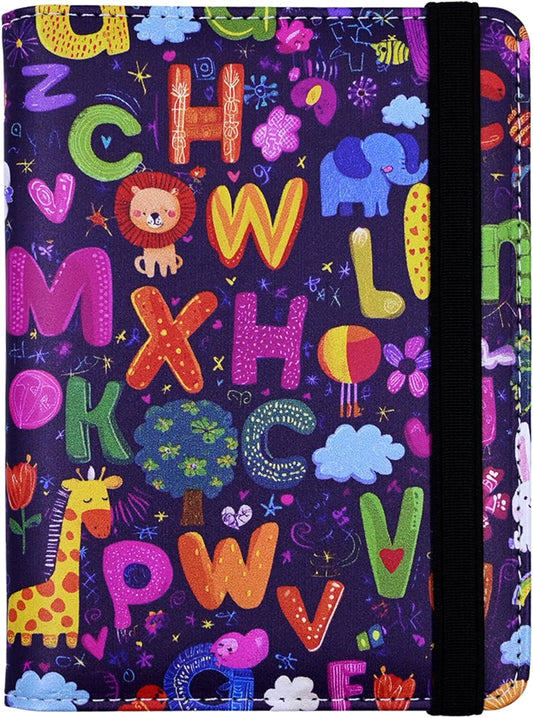 Passport Holder for Women and Men PU Leather Passport Cover for Travel (Alphabet)