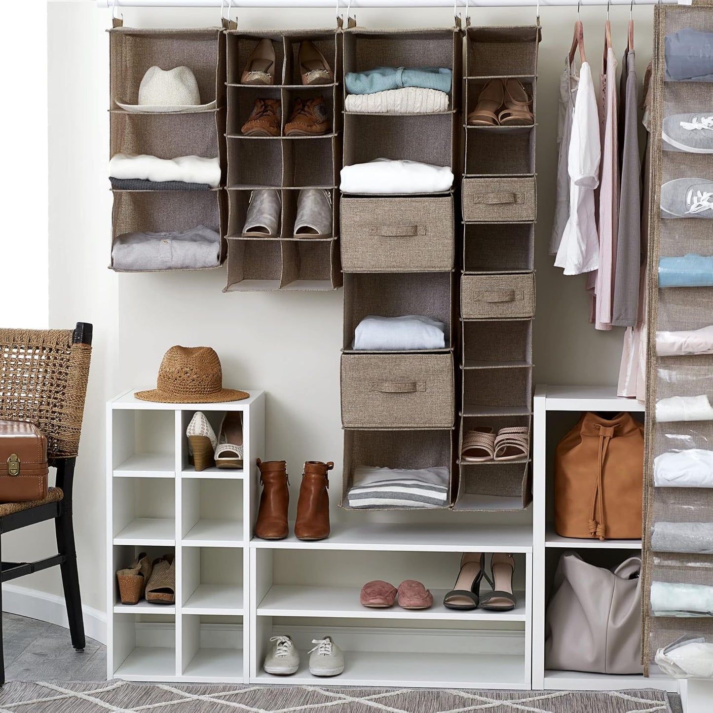Household Essentials 10 Pocket Hanging Shoe Closet Organizer with Hooks