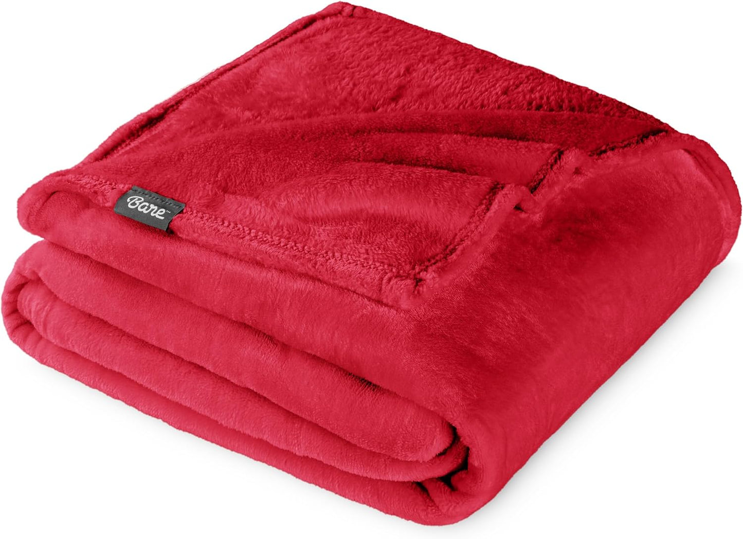 Bare Home Fleece Blanket - Full/Queen - Ultra-Soft Lightweight for Bed, Sofa, and Couch - Luxury Microplush - Cozy Warm Blanket (Full/Queen, Red)