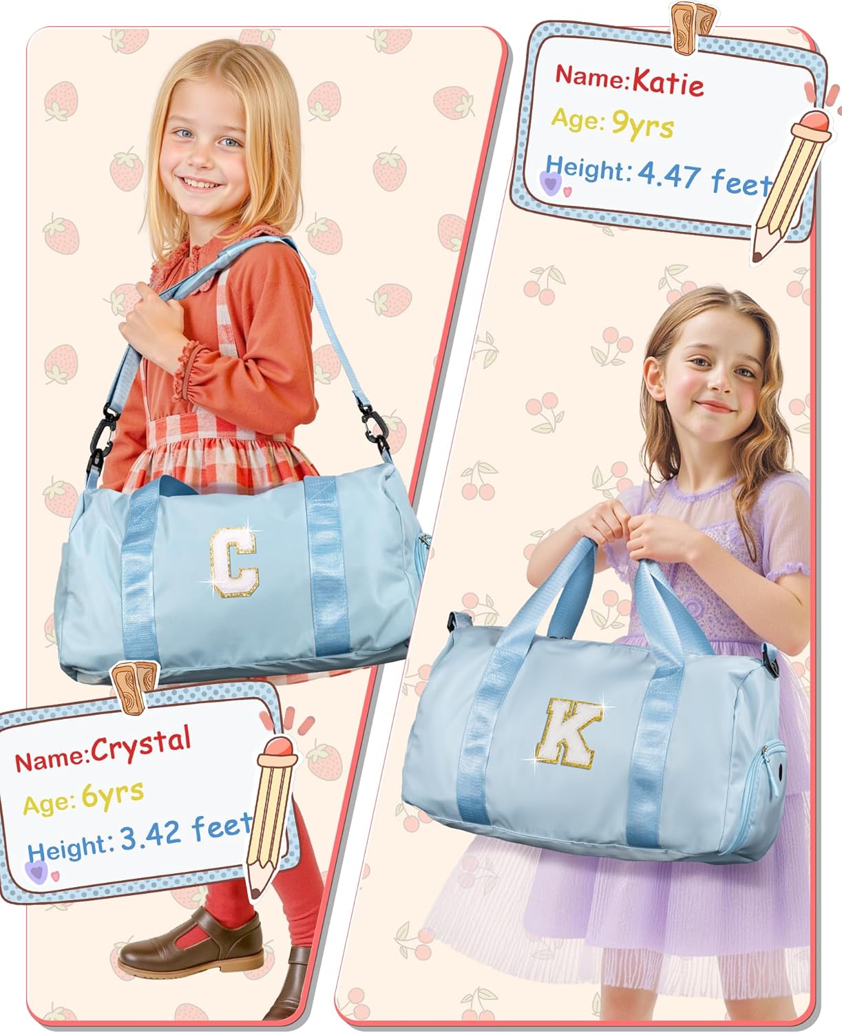 Presents For Girls-Girl Gym Bag with Shoe Compartment, Kid Personalized Weekender Overnight Bags, Initial Travel Tote with Makeup Pouch, Graduation Gift for Girls (Letter Y)