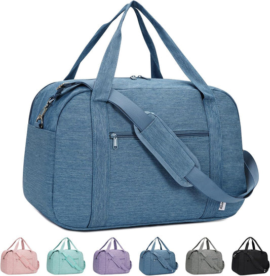 Narwey 18" Carry on Bag with Laptop Compartment 14 Inch Travel Duffel Bag for Spirit Airlines Personal Item Bag Overnight Weekender Bag with Wet Pocket for Women and Men (Navy Blue)