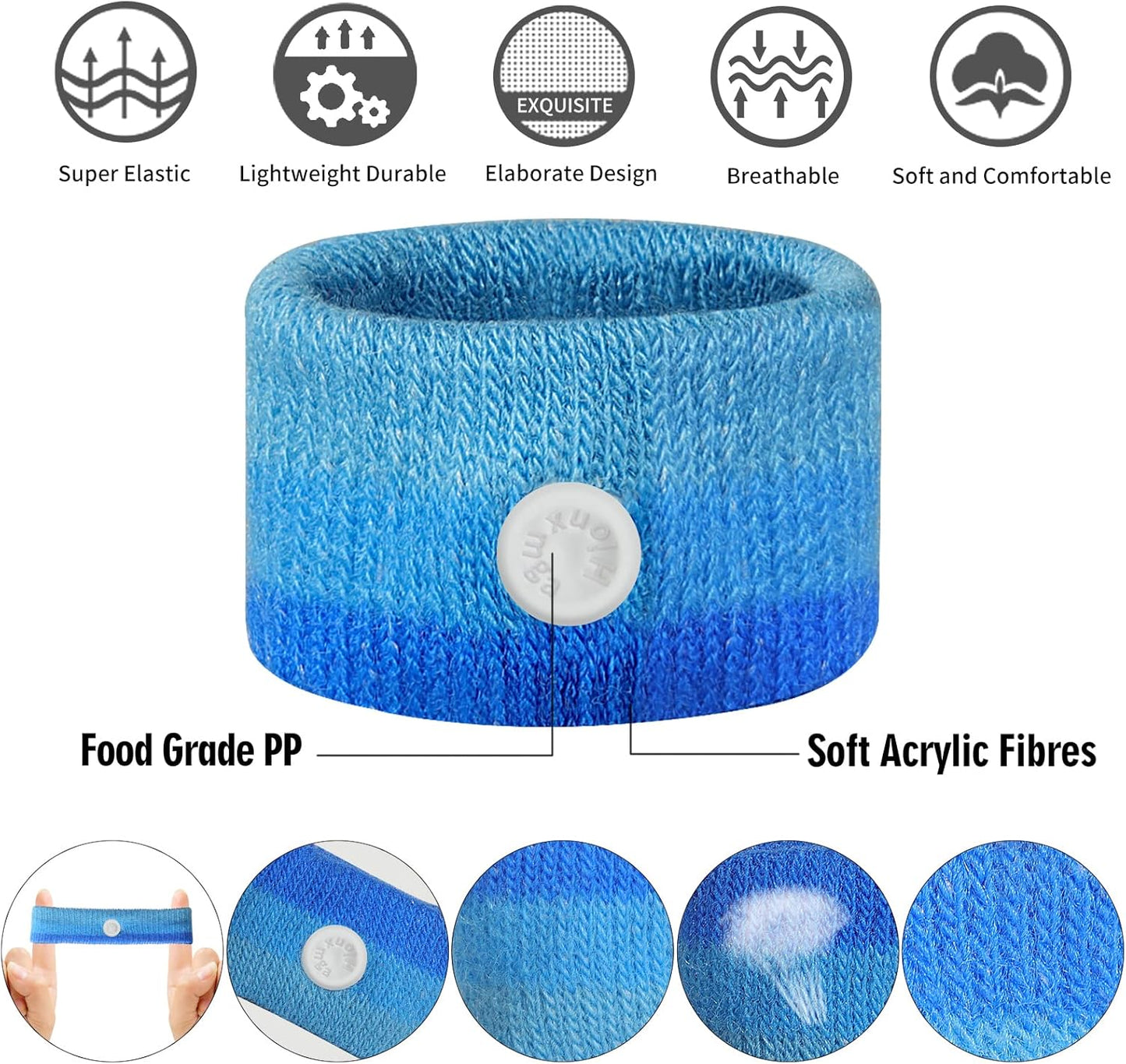 6 Pairs Motion Sickness Bands – Natural Anti Nausea Acupressure Wristbands for Morning & Motion Sickness Relief – Ideal for Car, Cruise & Flight Travel – for Adults and Kids