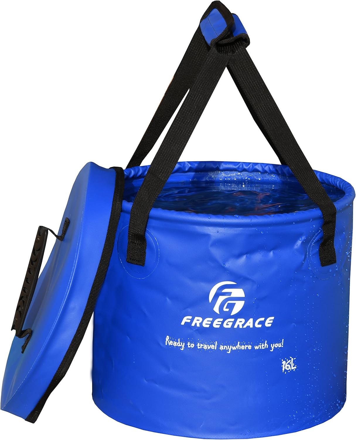 Premium Collapsible Bucket by Freegrace - Compact Portable Folding Water Container - Lightweight & Durable - Includes Handy Tool Mesh Pocket