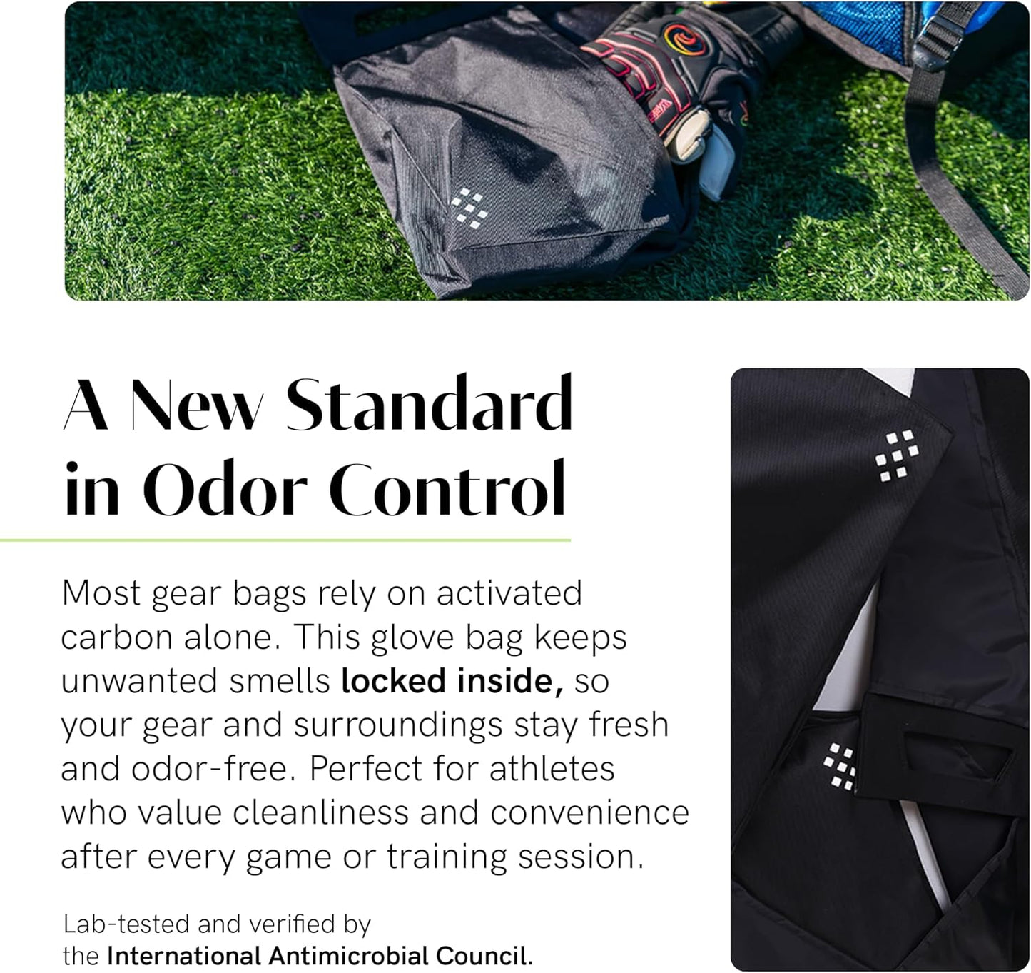 Salt Glove Bag Smell-Proof Durable Odor Containing Bag for Gloves - Extra Large - Water-Resistant and Easy to Clean Smell Proof Bag - Black