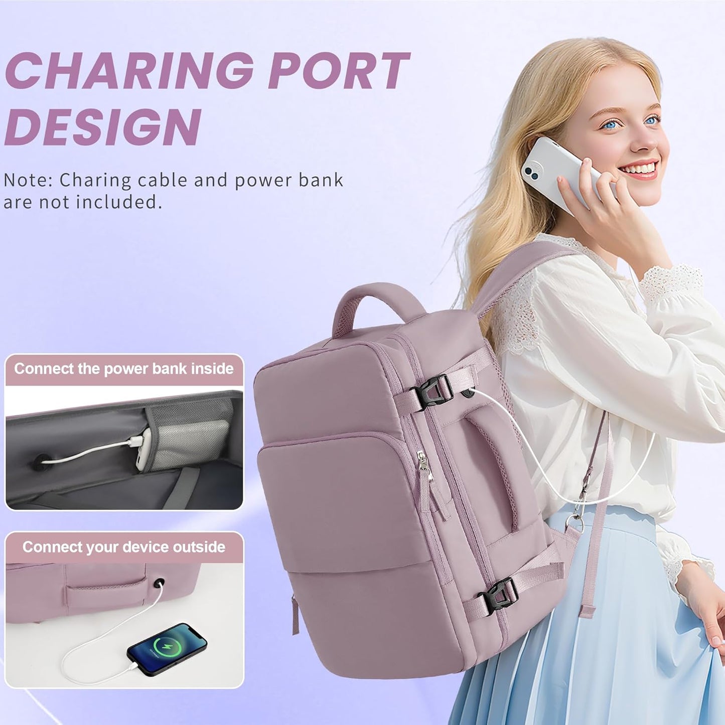 Travel laptop Backpack for Women, Personal Item Size Flight Approved, 16 Inch Laptop Bag with Multi-Pockets, College Computer Bag, Waterproof Carry On Backpack Casual Daypack Backpack