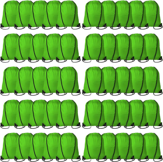 60 Pieces Drawstring Backpack Bags Sports Sackpack Bulk Cinch Gym Bag for Women Men Outdoor Sports Backpack for St. Patrick's Day Gift (Green)
