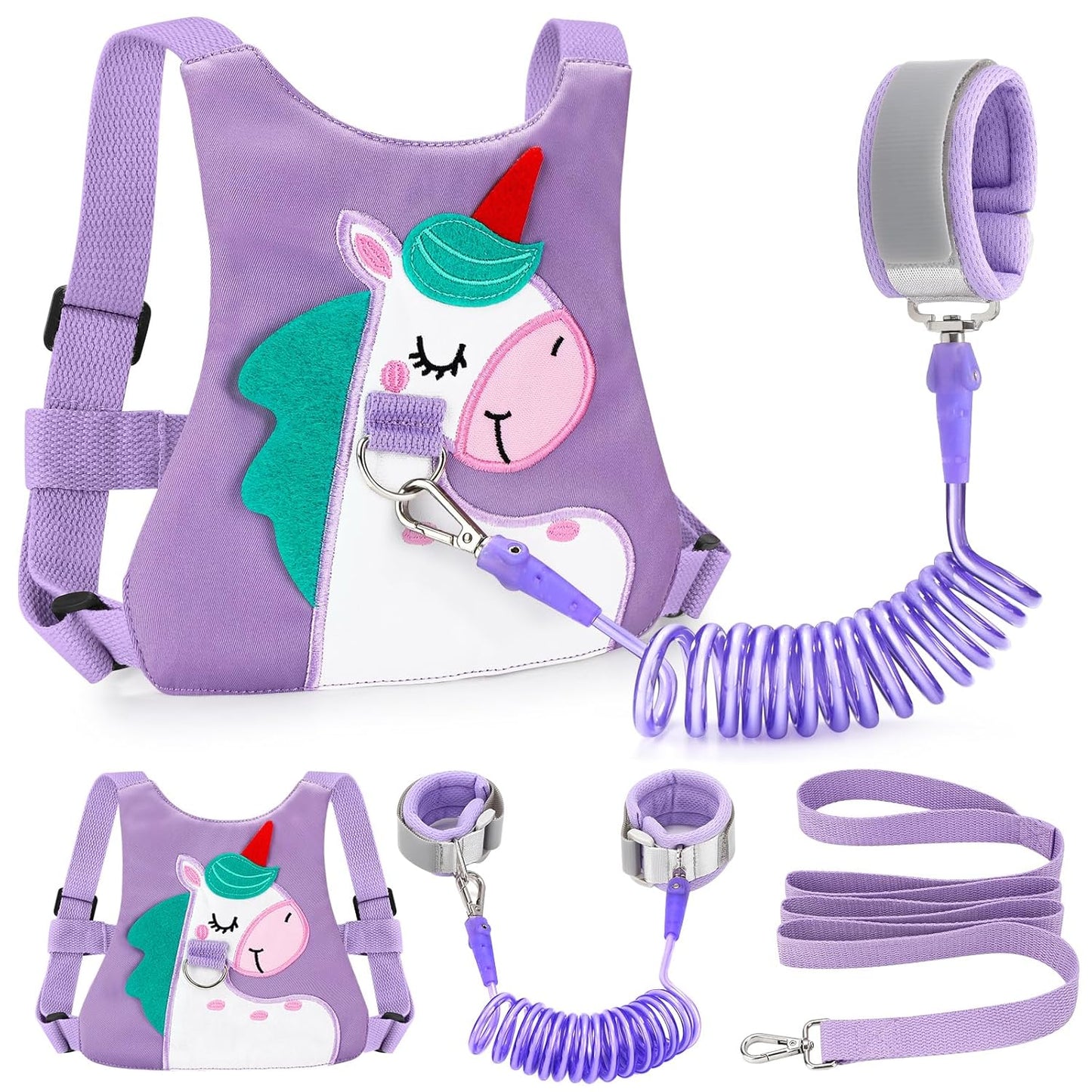 Toddler Leash-Baby Walking Safty Harness and Child Anti Lost Wrist Link for Girls/Boys Travel (Purple)