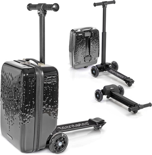 Teen Totes Detachable 4-in-1 Scooter Luggage for Kids – Ride-On Suitcase with Removable Luggage Body, Adjustable Handlebar, Durable Deck & Brake, Carry-On Size – Travel & Play