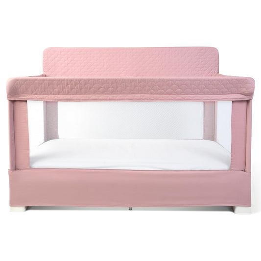 Baby Delight Lunaire Full Size Crib | Breathable Mesh Baby Crib | Tool-Free Assembly Baby Bed | 100% GOTS Certified Organic Cotton Fabric | Organic Rose