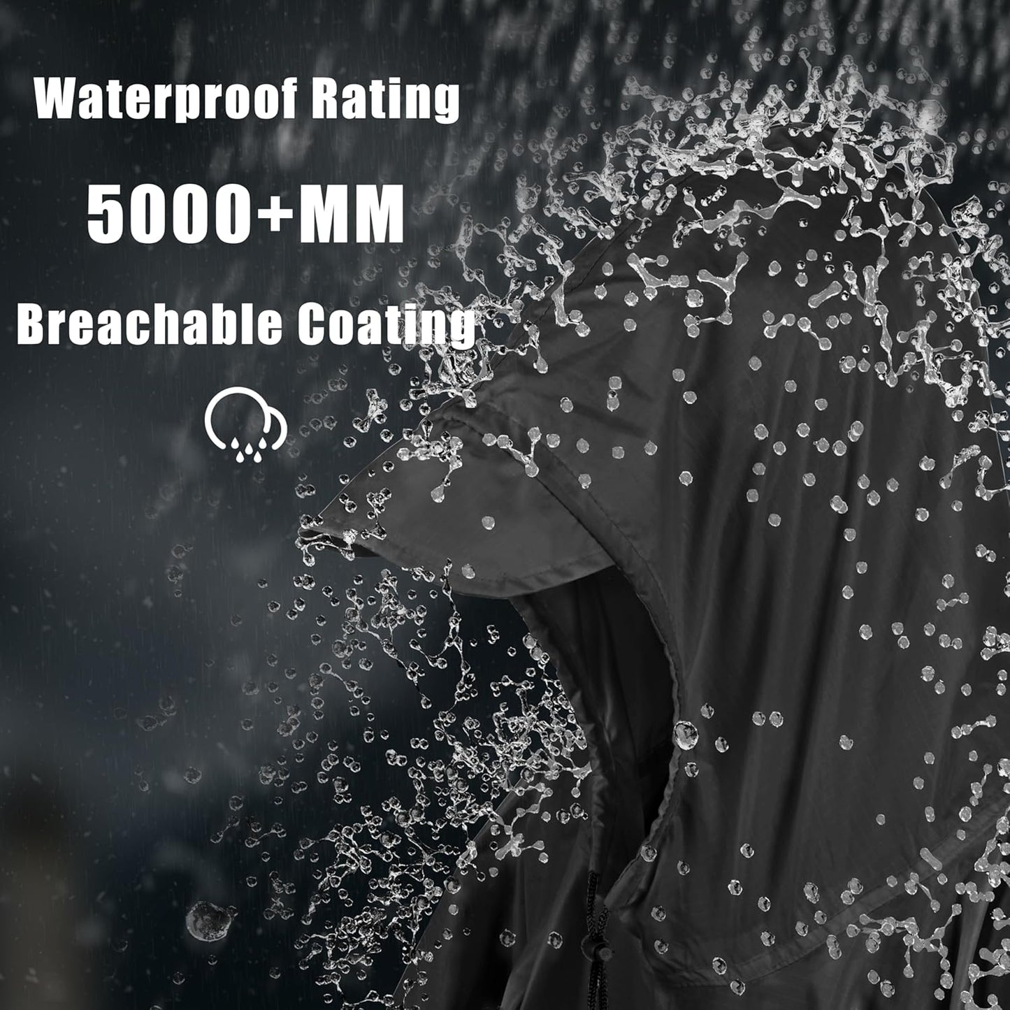 Coralrain Hooded Rain Poncho Lightweight Waterproof Unisex Raincoat Jacket with Pocket for Men Women Adult
