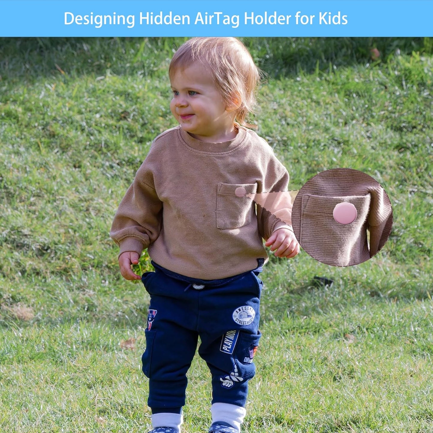 Waterproof AirTag Holder for Kids[Discreet] - 2-Pack Mini Silicone Air Tag Cover with Invisible Pin,GPS Tracker Case for Children, Elderly, Clothes, Backpack, Luggage (White, Purple)