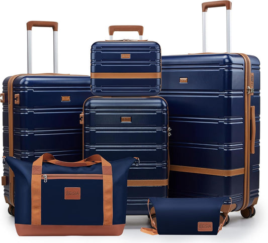 Luggage Sets, Suitcase with Spinner Wheels, PC+ABS Hardshell Travel Luggage Set with TSA Locks,Lightweight Rolling Luggage，Carry on suitcase with YKK Zippers (Navy)