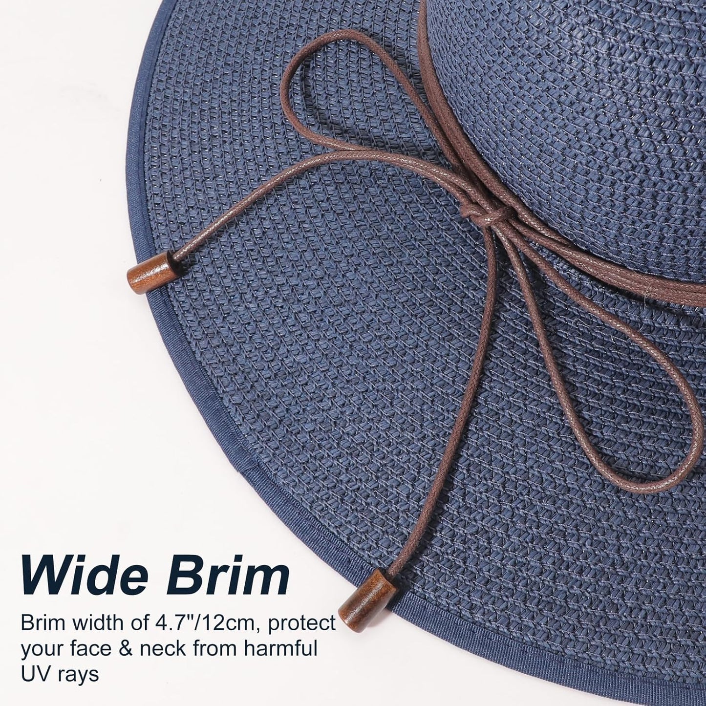 DRESHOW Beach Hats for Women Big Straw Wide Brim Summer Hat Floppy Foldable Roll up Cap Sun Hat UPF 50+