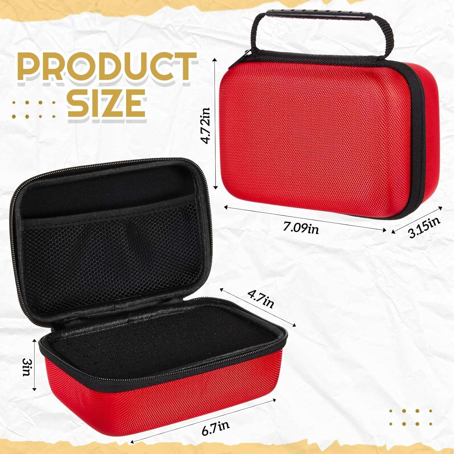 EVA Hard Case with Customizable Foam Protective EVA Carrying Case Shockproof Outdoor for Camera, Digital Products, Electronic Instruments with Knife(Red,7.1 x 4.7 x 3.1 Inch)