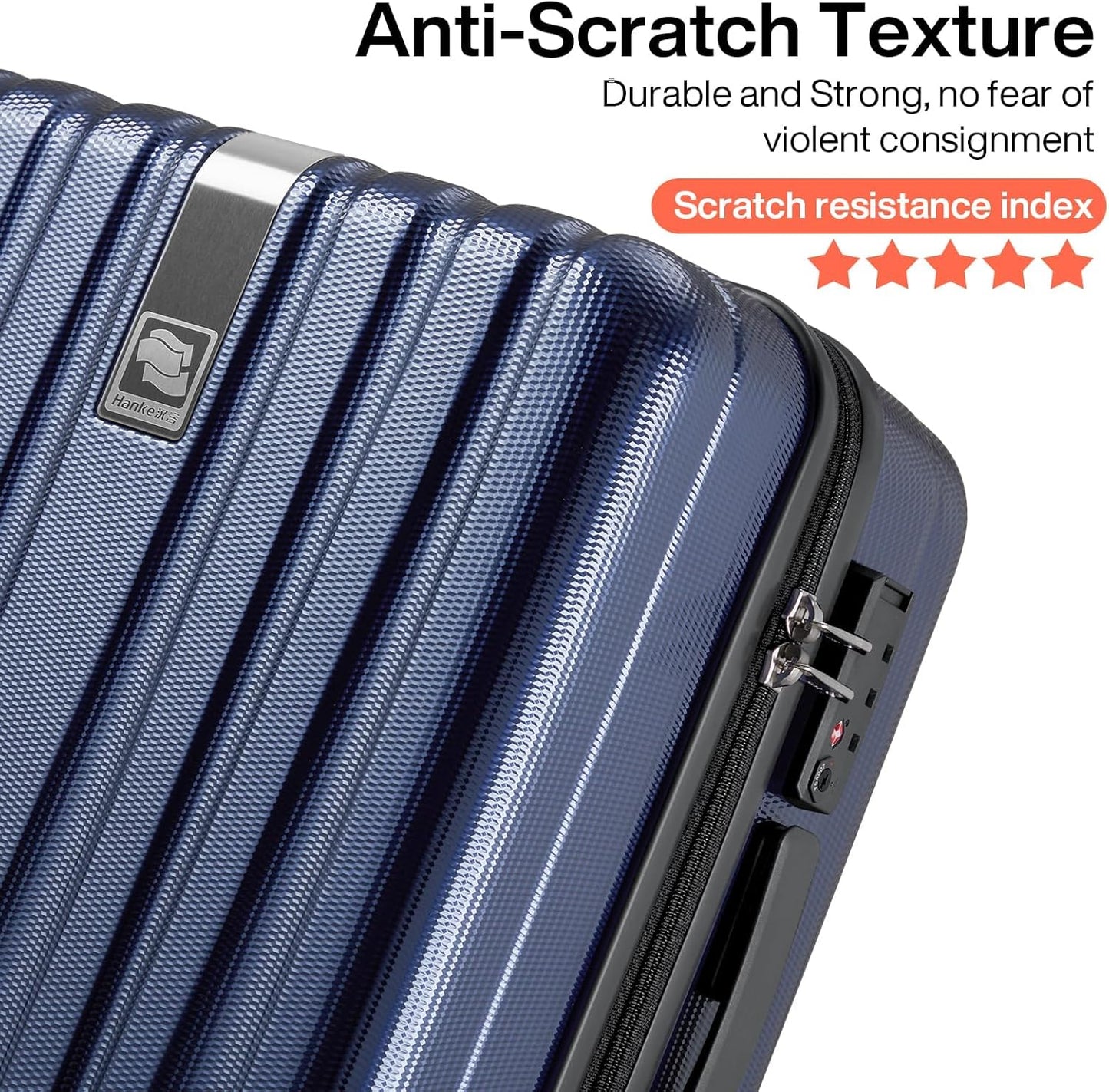 Hanke 20 Inch Carry On Luggage 22x14x9 Airline Approved Lightweight PC Hard Shell Suitcases with Wheels Travel Luggage Rolling Suitcase Travel Luggage Bag for Weekender(Dark Blue)