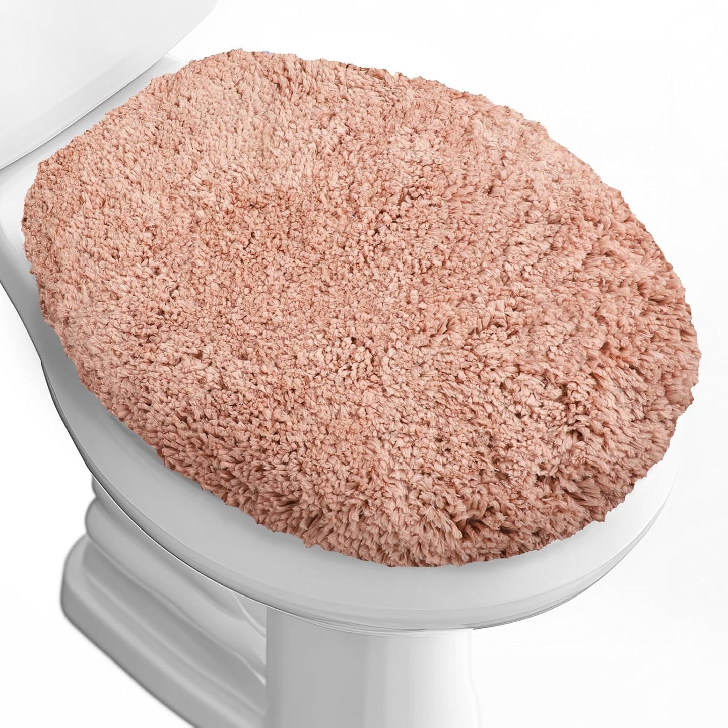 Microfiber Elongated Toilet Seat Cover 19.5"x 15" Machine Washable Solid Toilet Lid Cover Adjustable Rubber Backing Fits Most 18-19.5" L x 14-16" W Elongated Toilet Seat