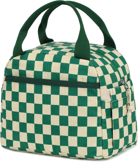 Bluboon Lunch Box for Women men Insulated Cute Corduroy Lunch bag, Reusable Cooler Bag for Work, Picnic, Travel