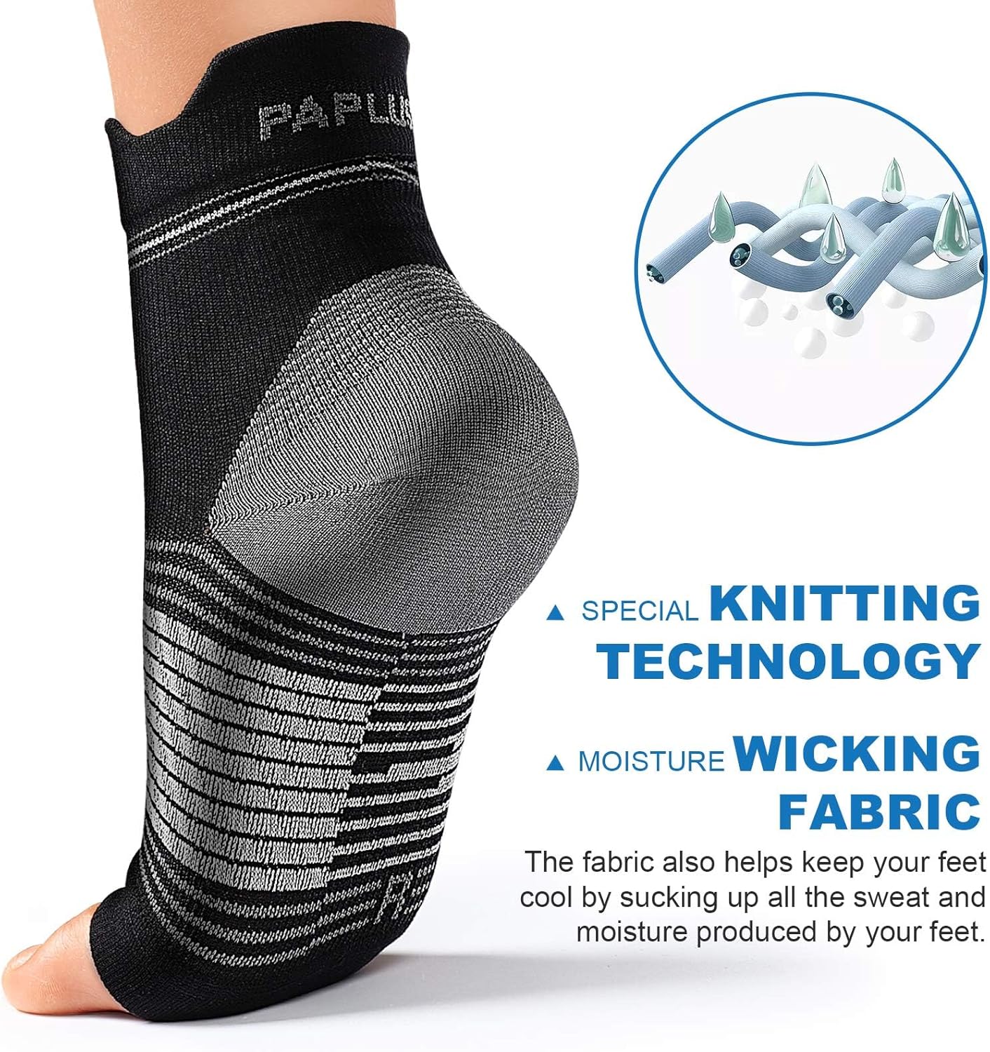 Plantar Fasciitis Sock (6 Pairs) for Men and Women, Compression Foot Sleeves with Arch and Ankle Support (Black, Medium)