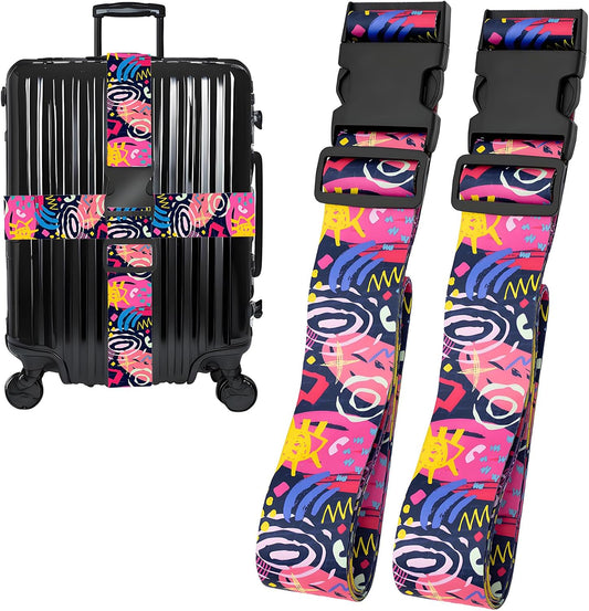 Universe Luggage Straps for Suitcases, Adjustable Luggage Travel Belt to Keep Luggage Security While Travel, Strong Polyester Fabric, Easy-to-Recognize Stylish Design Travel Accessories, 2 Pack