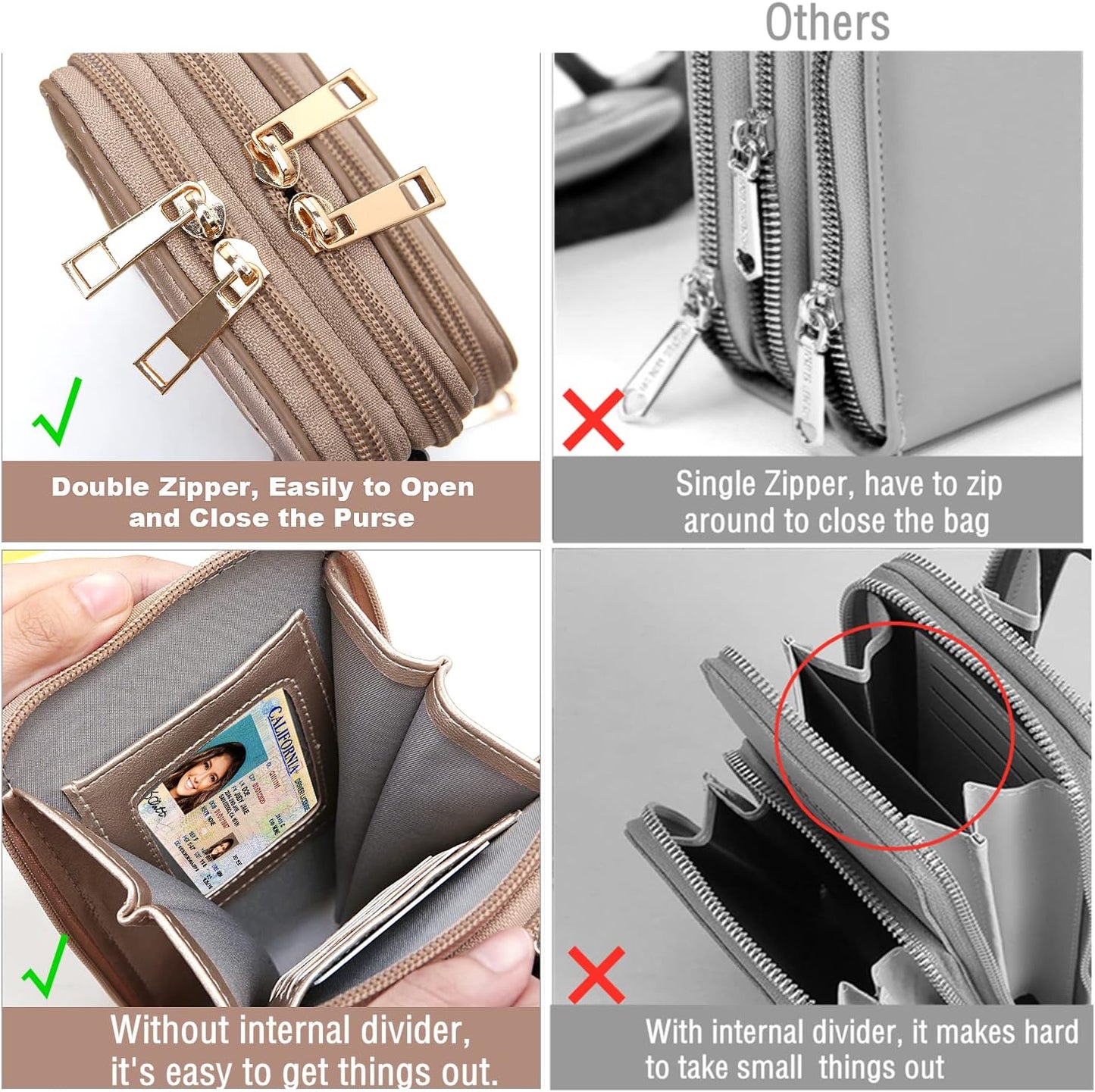 Crossbody Cellphone Purse Women Touch Screen Bag RFID Blocking Wallet Handbag Shoulder Strap