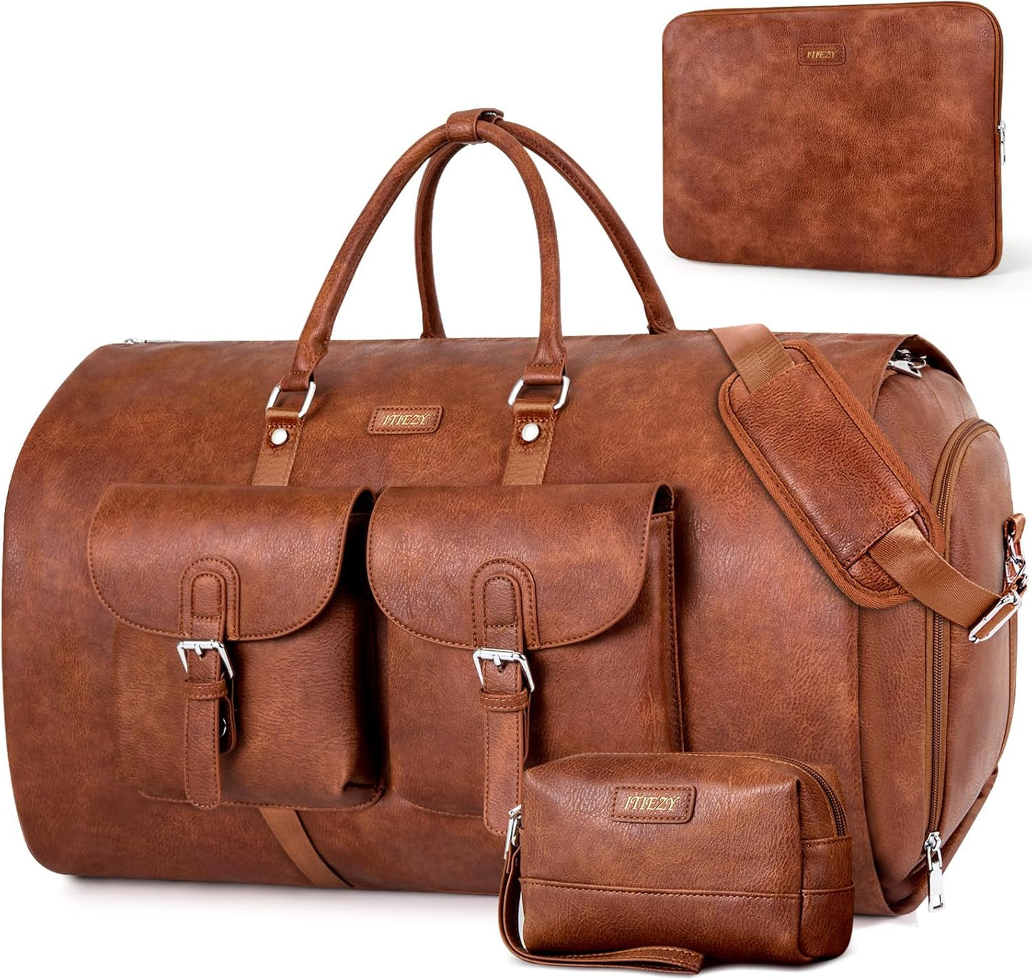 Garment Bag for Travel, Convertible Carry on Garment Duffel Bag for Men 3Pcs Weekender Bag 2 in 1 Hanging Suitcase Suit Bag