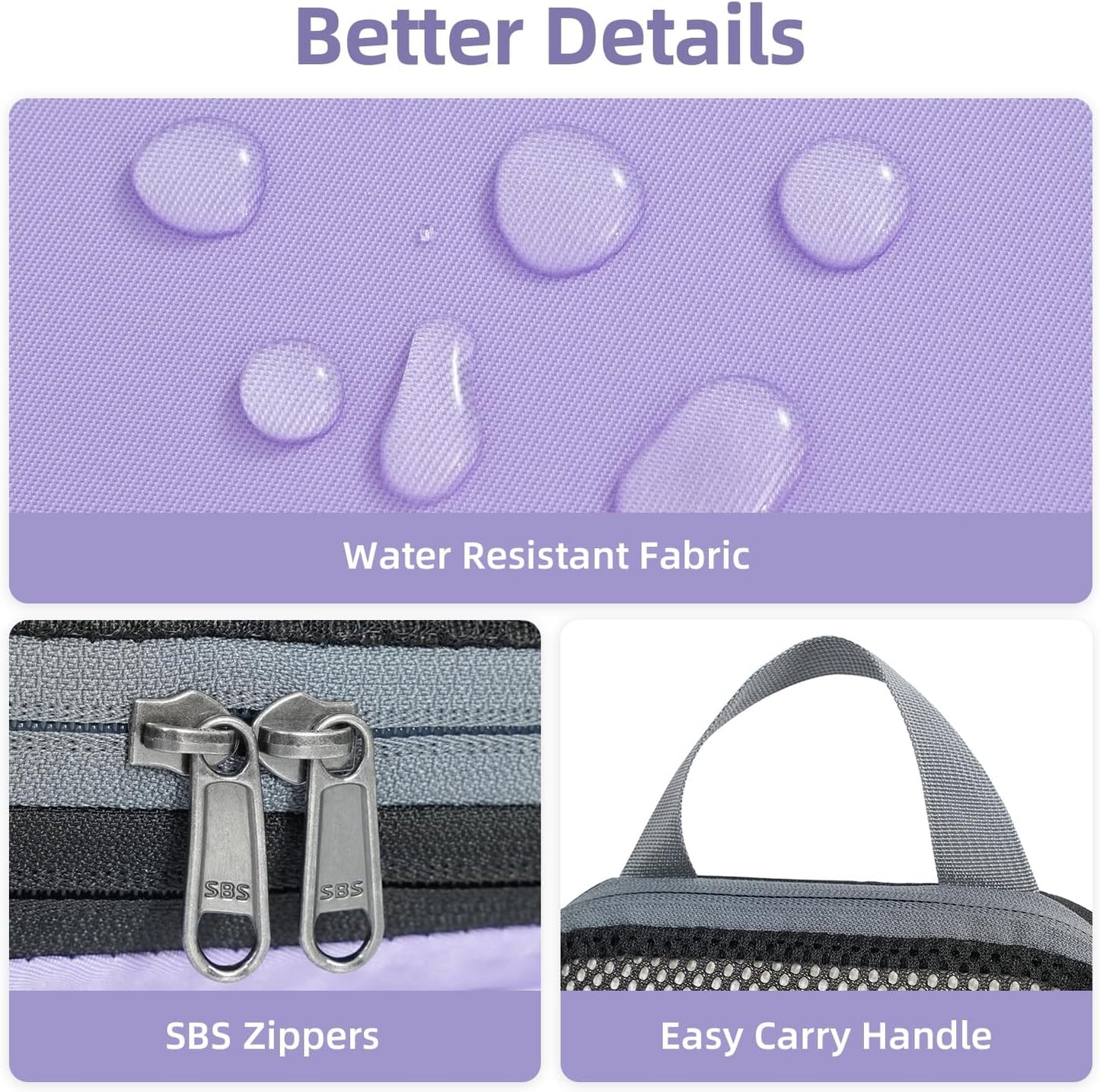 BAGAIL 4 Set/6 Set/8 Set Compression Packing Cubes Travel Accessories Expandable Packing Organizers (Half Mesh, 6-Lavender)